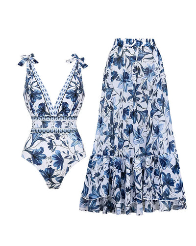Sophie™ | V Neck Swimsuit & Skirt